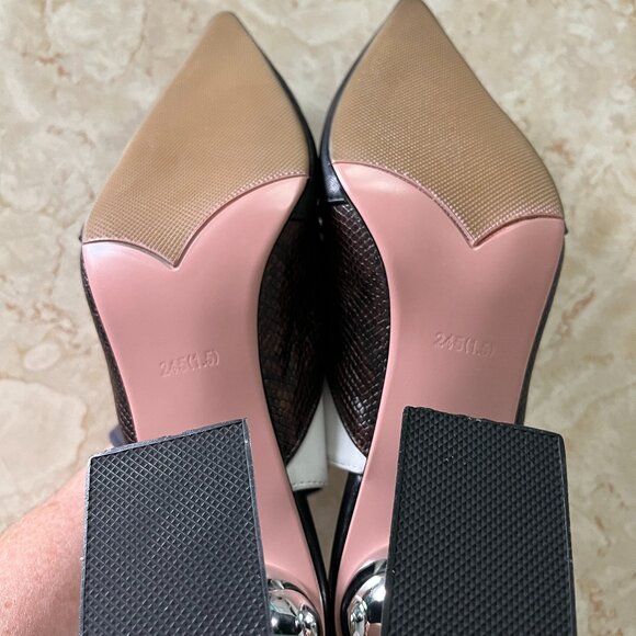 NWOB Jady Rose Sz 7.5 Tri Color Slingback Sculptural Heel Detail Pointed Toe - Picture 5 of 12